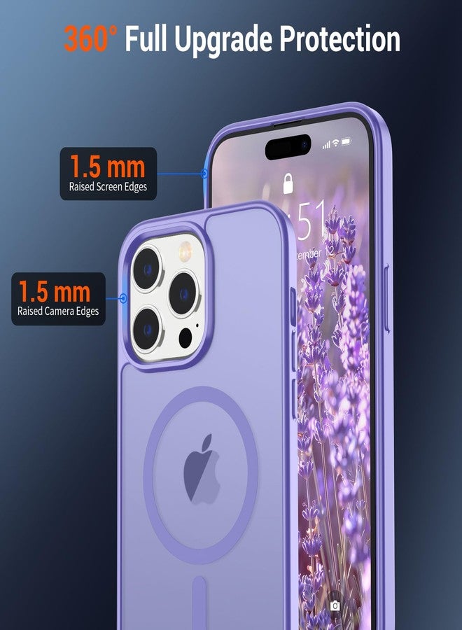 استلق جراب SUPFINE المغناطيسي لهاتف iPhone 14 Pro Max (متوافق مع MagSafe) (حماية فائقة ضد السقوط بمعايير عسكرية) نحيف وشفاف غير لامع ومقاوم للصدمات ومضاد لبصمات الأصابع، لون بنفسجي - Image 4