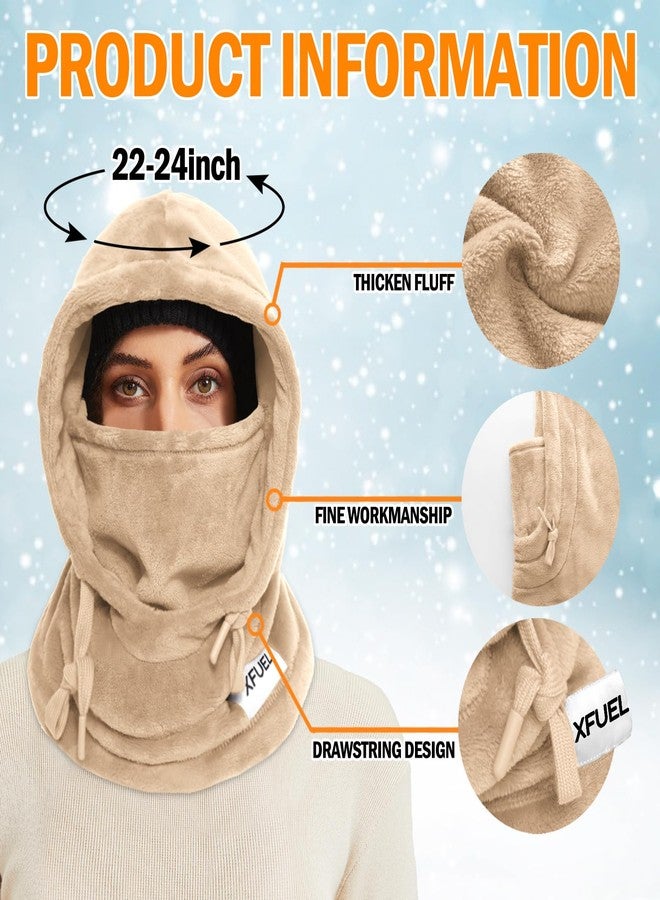 XFUEL Balaclava Ski Mask, Winter Thermal Hood Neck Warmer, Plush Lined, Windproof, Malt Color, One size - Image 3