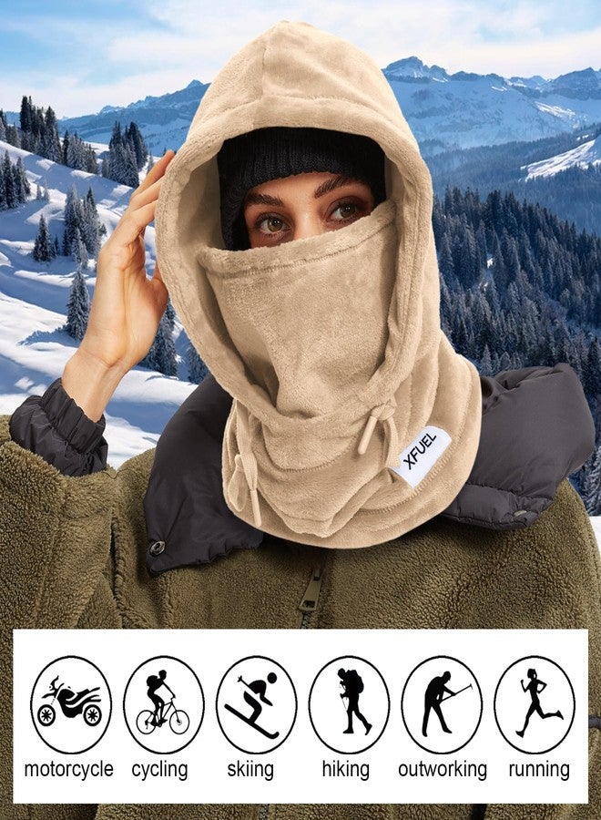 XFUEL Balaclava Ski Mask, Winter Thermal Hood Neck Warmer, Plush Lined, Windproof, Malt Color, One size - Image 4