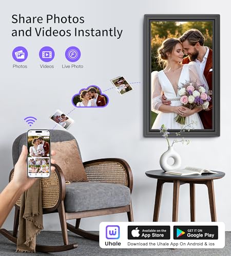 FANGOR 64GB 15.6" Large Digital Picture Frame, Uhale WiFi Electronic Photo Frames with 1920 x 1080 FHD IPS Touch Screen, Support Auto-Rotate Wall Mounted SD&USB Card, Share Photos/Videos from Phone Instantly - Image 2