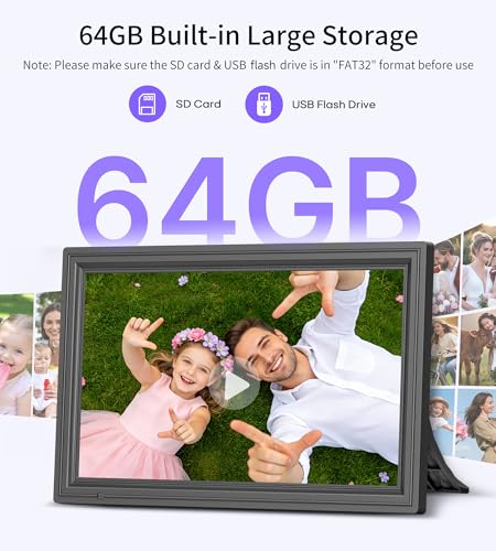 FANGOR 64GB 15.6" Large Digital Picture Frame, Uhale WiFi Electronic Photo Frames with 1920 x 1080 FHD IPS Touch Screen, Support Auto-Rotate Wall Mounted SD&USB Card, Share Photos/Videos from Phone Instantly - Image 3