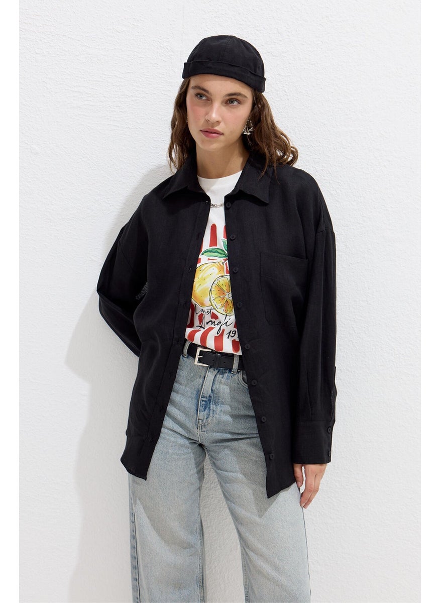 Fine Linen Oversize Shirt Black - pzsku/ZC3CB07B35C96A446B6FCZ/45/_/1725791808/4eb1cec6-44bc-44c1-94fb-9c5dac0d2238