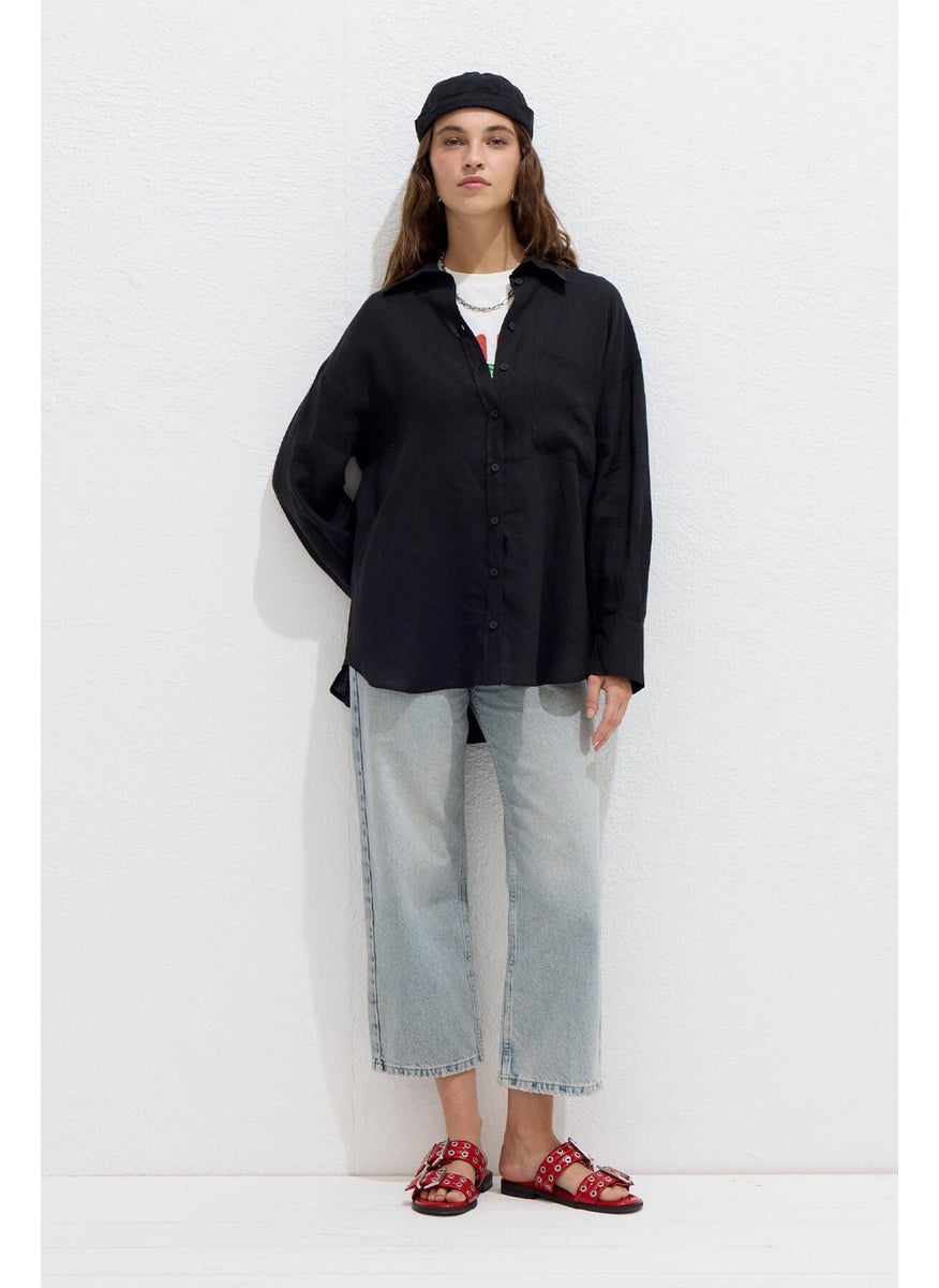 Fine Linen Oversize Shirt Black - pzsku/ZC3CB07B35C96A446B6FCZ/45/_/1725791902/9b67bbca-b0c9-4d4a-85eb-d3231099b6ce