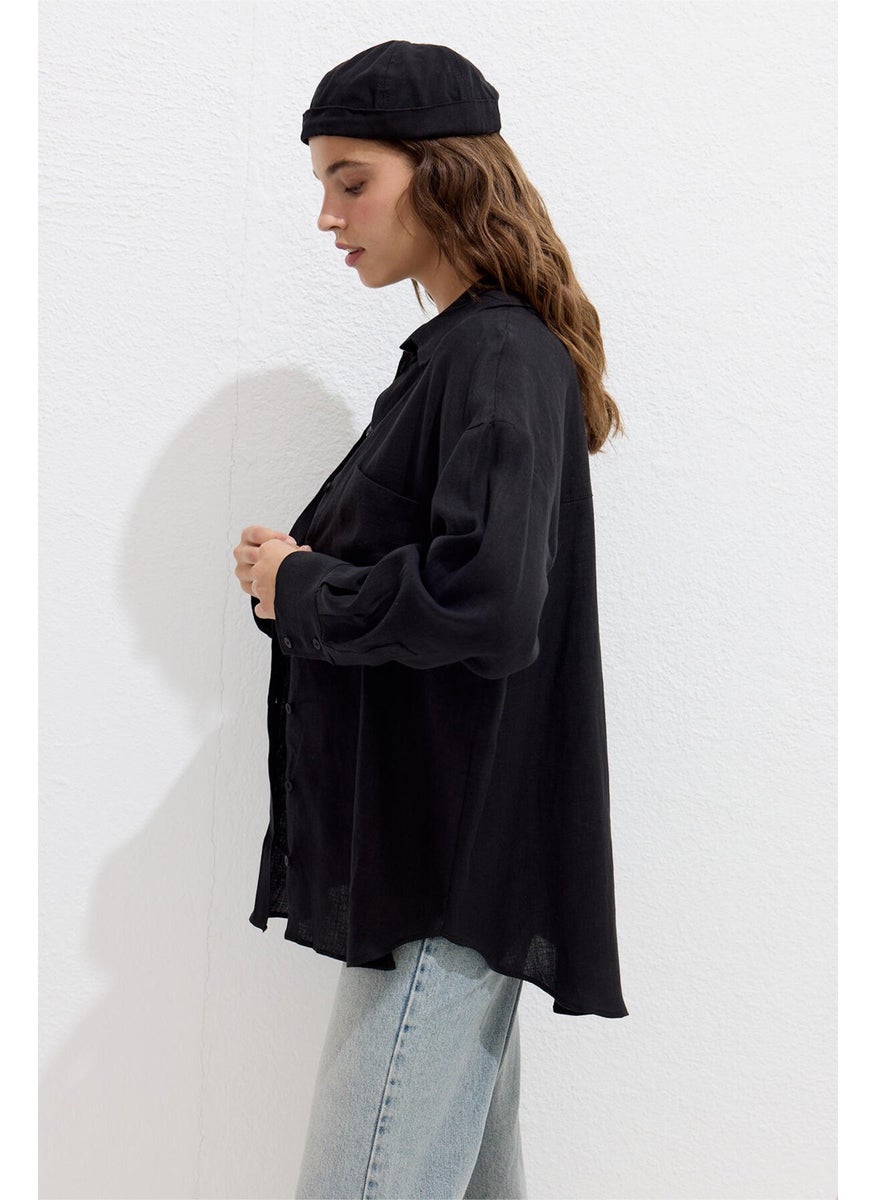 Fine Linen Oversize Shirt Black - pzsku/ZC3CB07B35C96A446B6FCZ/45/_/1725791924/c1fdbd10-6221-48a4-b79f-f78980d63396