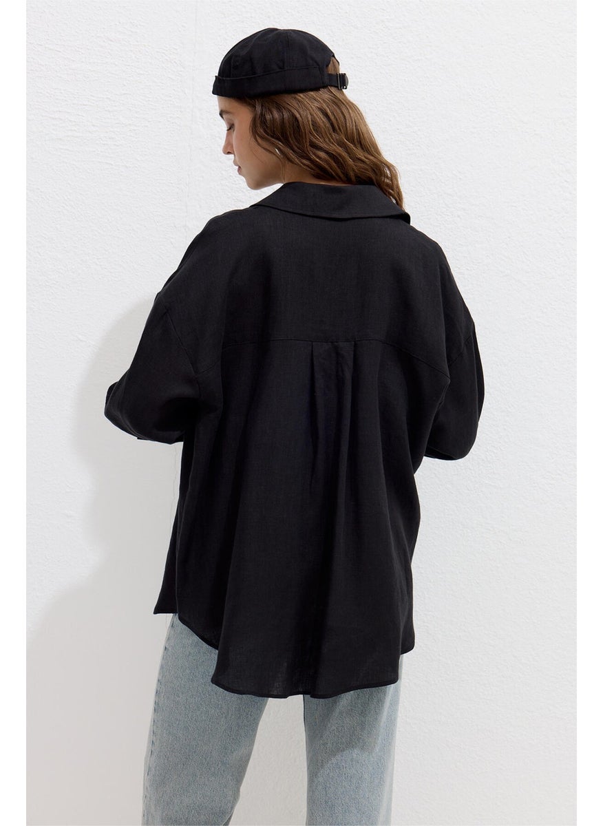 Fine Linen Oversize Shirt Black - pzsku/ZC3CB07B35C96A446B6FCZ/45/_/1728060758/77a89e84-982c-444e-9b39-61d951cbb1e5