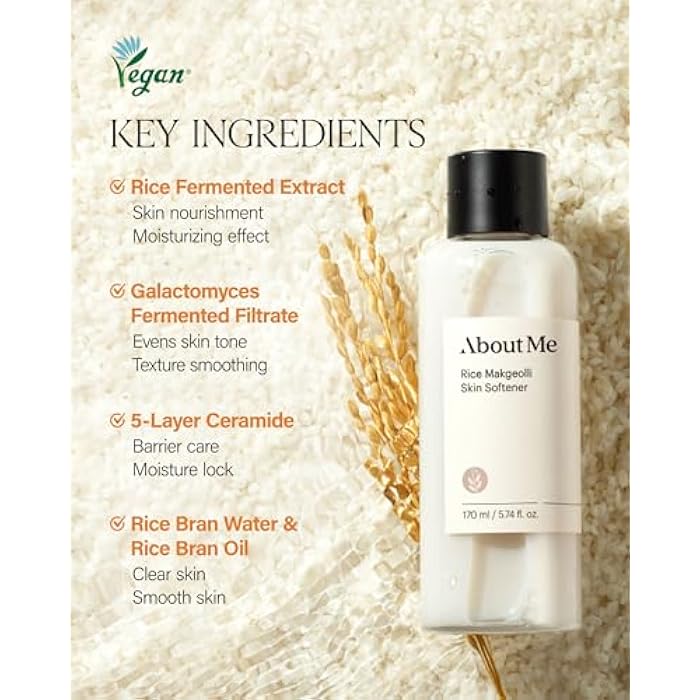 ABOUT ME Rice Makgeolli Skin Softener – Korean Traditional Fermentation Toner for All Skin Types – Daily Barrier Repair with 5 Ceramides & Rice Bran – Korean Skin Care – 5.74oz, 170ml - Image 5