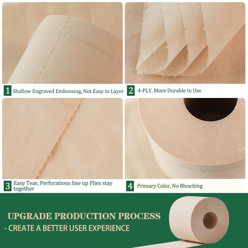 QingYa Bamboo Toilet Paper, 4-Ply, 18 Rolls, 200 Sheets Per Roll, Total 3600 Sheets, Unbleached, Sustainable and Tree Free, Soft, Strong, Earth-Friendly - Image 4