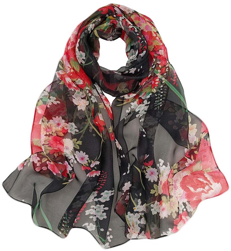 Acotavie Scarfs for Women Lightweight Fashion Scarves Print Floral Pattern Scarf Shawl Wraps (W01) - Image 1