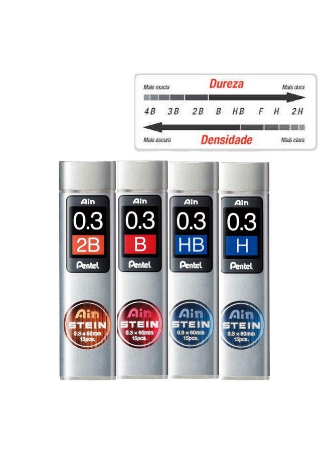 Pentel قلم رصاص ميكانيكي بنتل آين شتاين | حجم الرأس 0.3 مم | رصاص من درجة Hb | عبوة من 15 قطعة (C273-Hb) ، أسود حبر - Image 2