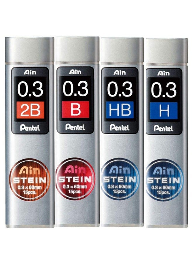 Pentel قلم رصاص ميكانيكي بنتل آين شتاين | حجم الرأس 0.3 مم | رصاص من درجة Hb | عبوة من 15 قطعة (C273-Hb) ، أسود حبر - Image 4