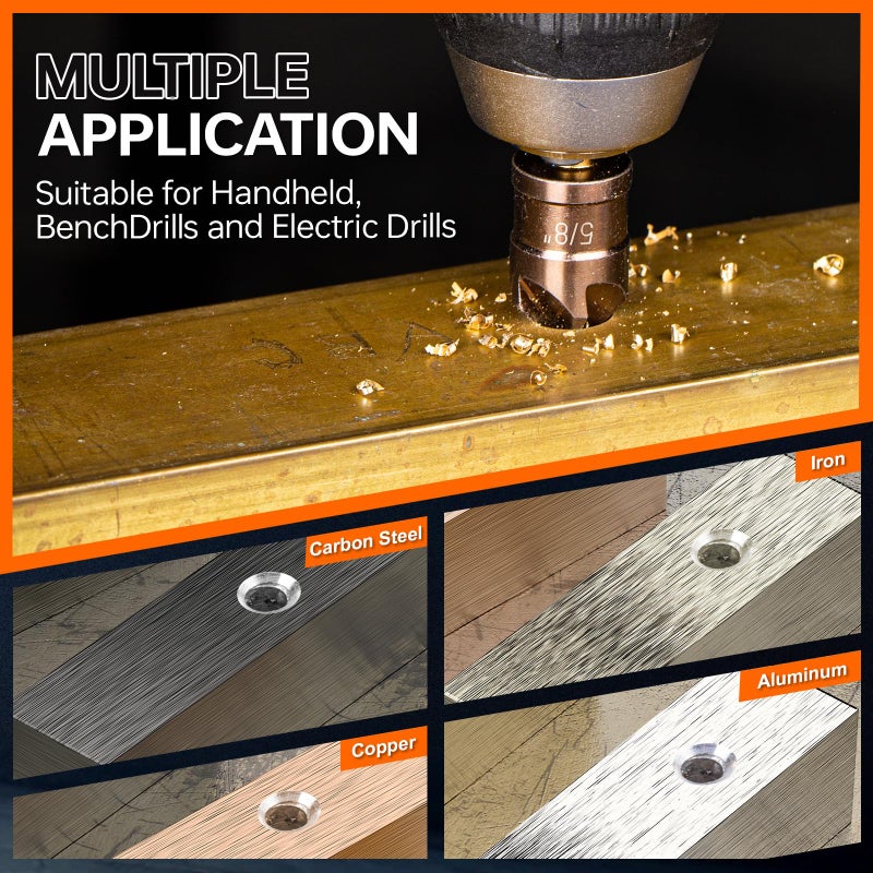 Matework Countersink Drill Bit Set, M35 Cobalt HSS Countersink Drill Bits 6 Pieces 1/4 Inch Quick Change Hex Shank for Metal, Wood, Stainless Steel, Carbon Steel - Image 5