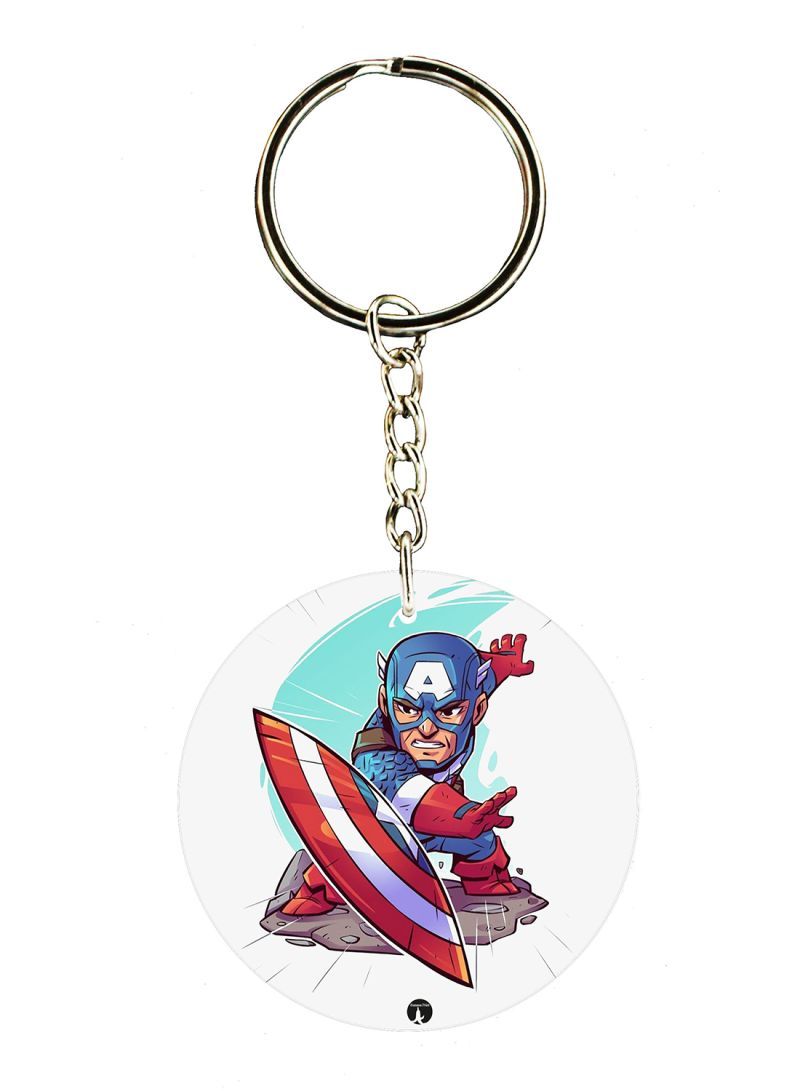Double Sided Captain America Printed Keychain