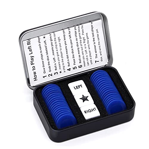 Bilywey Left Right Dice Set with 3 Dices 36 Blue Chips Blue - Image 1