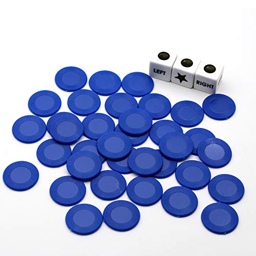Bilywey Left Right Dice Set with 3 Dices 36 Blue Chips Blue - Image 5
