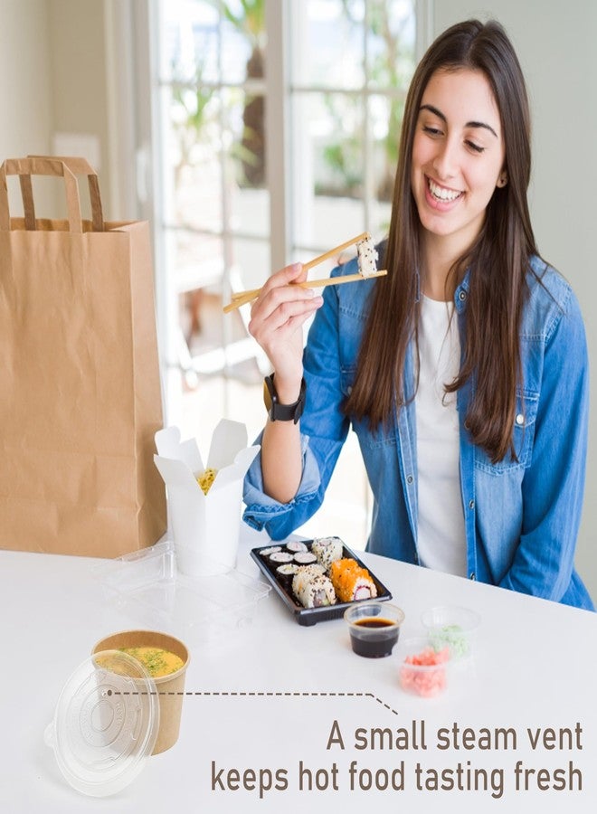 ESSENTIAL Paper Ice Cream Cups with Lids, 50pcs 8oz Disposable Dessert Bowls with Lids for Hot or Cold Food, Paper Snack Containers for Sundae, Frozen Yogurt, Soup (Brown) - Image 5