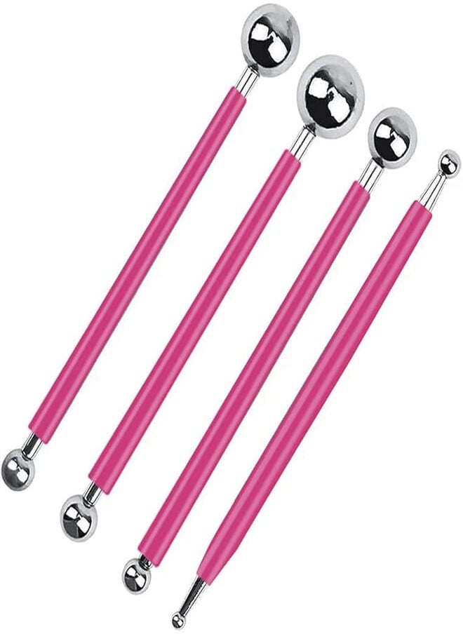 Groupcow 4 x Fondant Cake Decorating Clay Flower Sugarcraft Ball Model DIY Tool 8 Sizes 