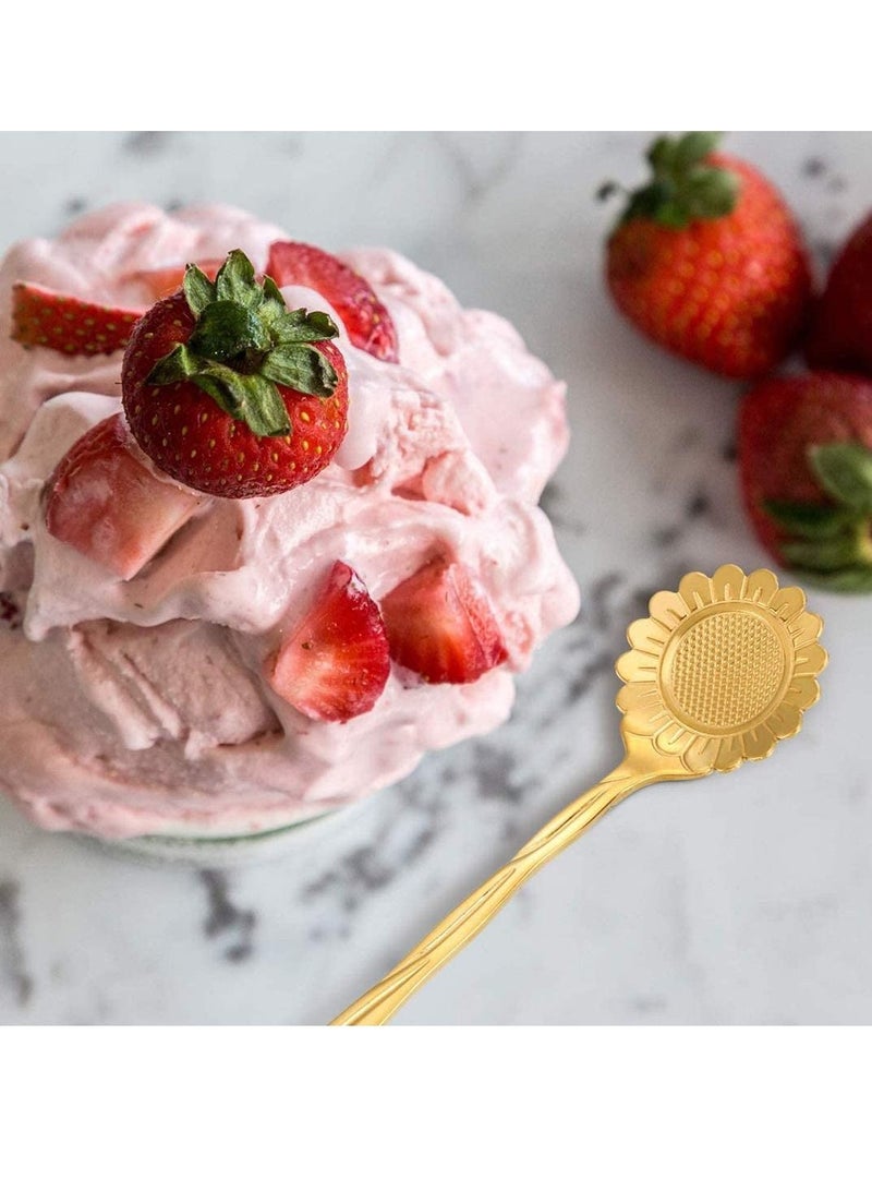 سيوسي ملعقة قهوة من الفولاذ المقاوم للصدأ على شكل ورق ذهبي 16 قطعة من ملاعق المائدة الإبداعية ، ملاعق الحلوى ، التحريك ، الخلط ، السكر ، التقليب ، الآيس كريم ، الكيك ، مجموعة ملعقة صغيرة (ذهبي - 16 ملعقة) - Image 4