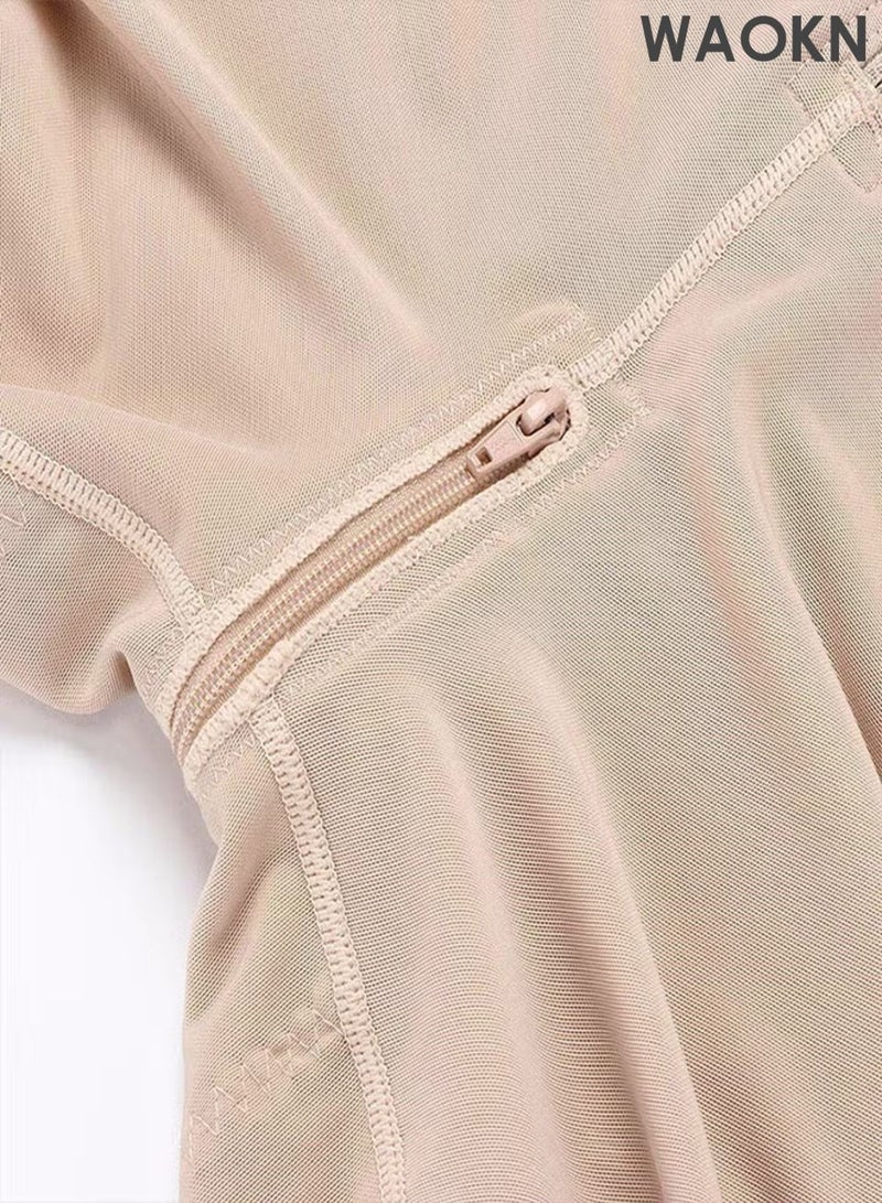 WAOKN Women's waist cinching and hip lifting pants body shaping bodysuit, high waisted chest shaping one-piece bodysuit, full body daily lifting corset, chest circumference waist training bodysuit, with zipper - Image 5