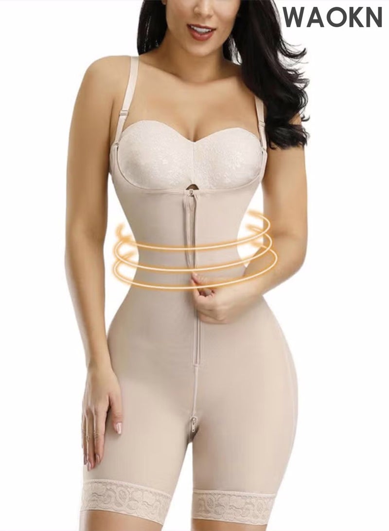 WAOKN Women's waist cinching and hip lifting pants body shaping bodysuit, high waisted chest shaping one-piece bodysuit, full body daily lifting corset, chest circumference waist training bodysuit, with zipper - Image 3