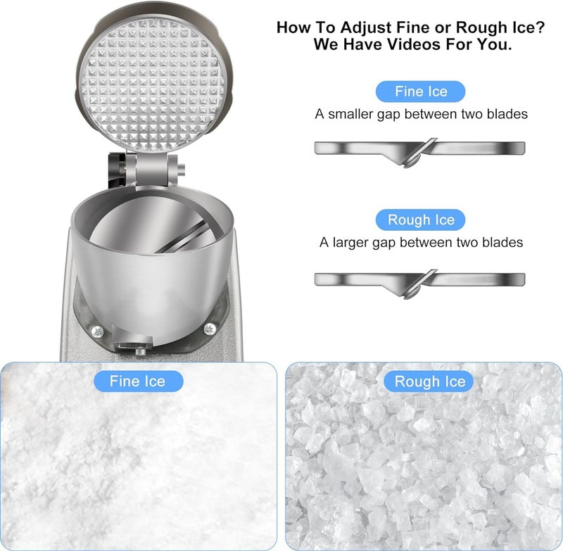 Darkness DARKNESS Gola Making Machine Electric Ice Crusher Machine and Ice Scoop with Dual Blades Snow Cone Maker Stainless Steel Shaved Ice Machine Ice Crushers Use in Homes Cafes Hotel Restaurants  - Image 5