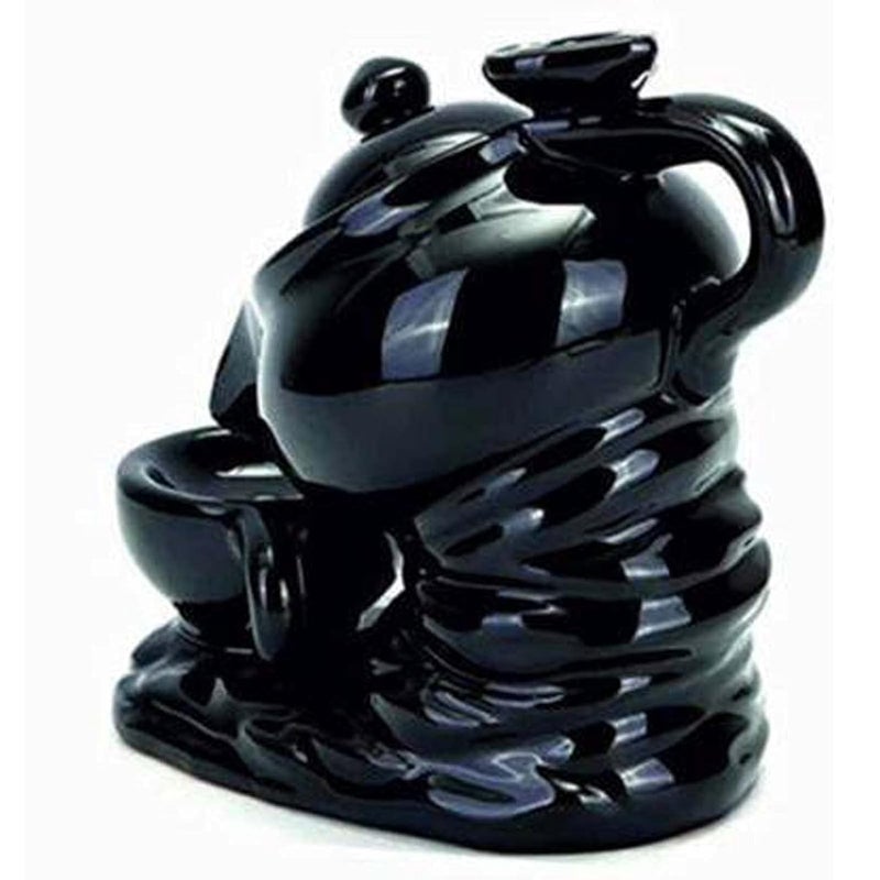 ascension Resin Tea Kettle and Cup Design Burner Smoke Backflow Holder Decorative Showpiece with 10 Scented Incenses Black - Image 2