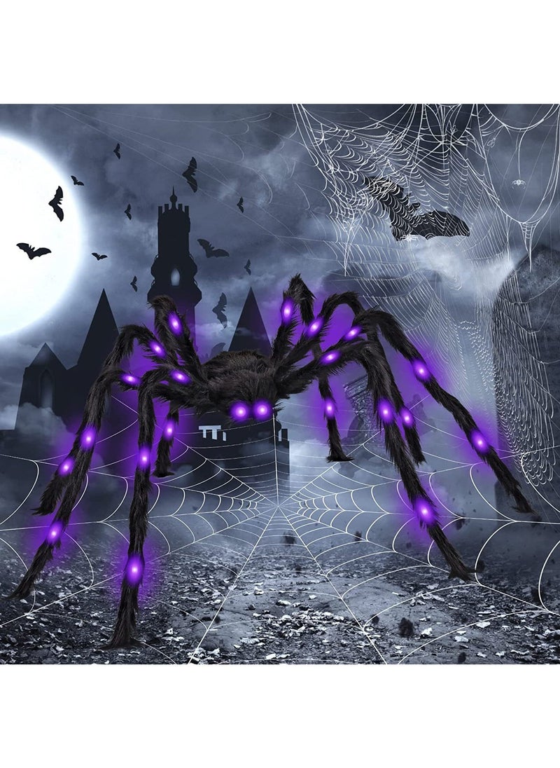 Halloween Glowing Spider Web Prop Giant Voice-Activated Decor 150cm full body glowing Spider 370g 