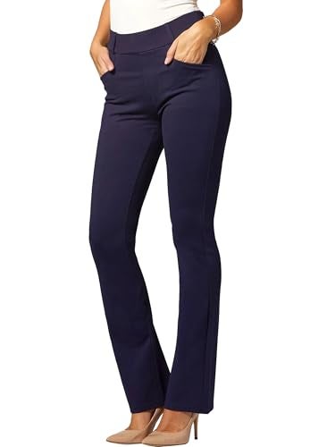 Conceited Navy Dress Pants Women Tummy Control - Wear to Work Pants Women - Womens Dress Pants - Slacks - Business Casual Office - Navy Blue - Small - Image 1