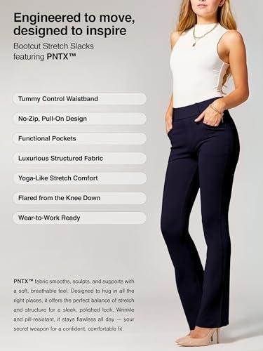 Conceited Navy Dress Pants Women Tummy Control - Wear to Work Pants Women - Womens Dress Pants - Slacks - Business Casual Office - Navy Blue - Small - Image 2