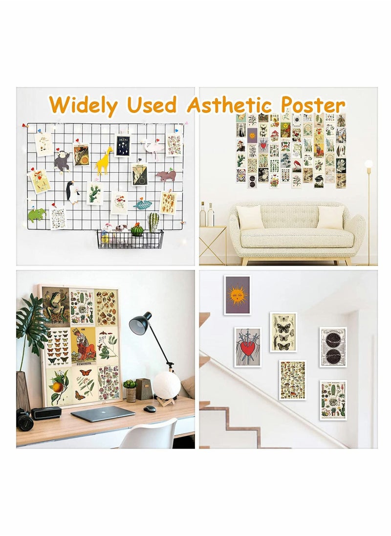 KASTWAVE - Vintage Wall Collage Kit Aesthetic Pictures, 70PCS Posters for Room Aesthetic, Cute Dorm Photo Wall Decor for Teen Girls, Botanical Wall Art, Printed Wall Sticker Decorative Aesthetics Warm Beige Card - Image 1