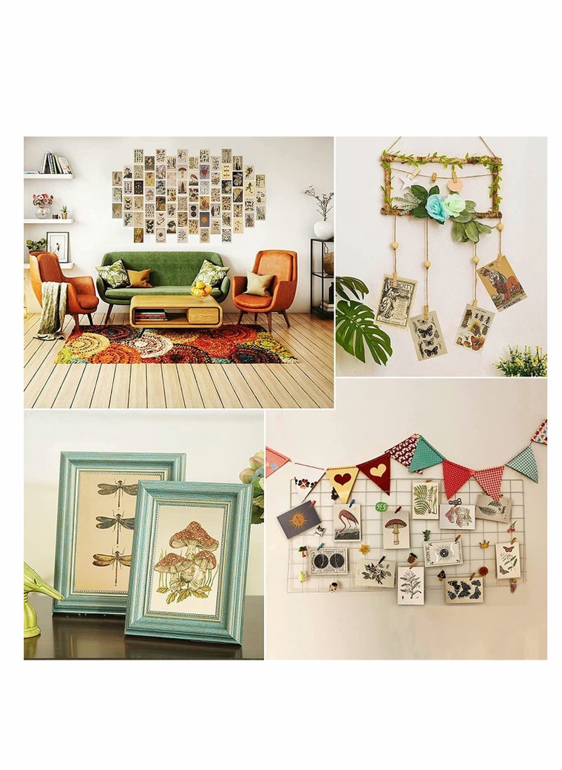 KASTWAVE - Vintage Wall Collage Kit Aesthetic Pictures, 70PCS Posters for Room Aesthetic, Cute Dorm Photo Wall Decor for Teen Girls, Botanical Wall Art, Printed Wall Sticker Decorative Aesthetics Warm Beige Card - Image 1