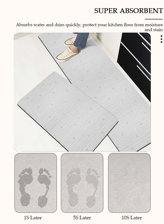 XiuWoo 2 PCS Kitchen Mats and Rugs Set, Non Slip Heavy Duty Standing Mat, Quick Dry Diatom Mud Floor Mat, Cushion Floor Carpet, Waterproof, Oil Resistant and Anti-Fatigue Standing Mat for Kitchen, Floor, Office, Sink, Laundry (40*60cm+40*120cm)  - Image 3