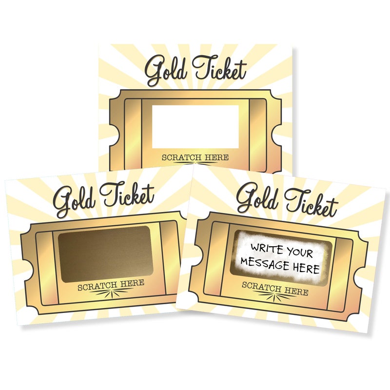 My Scratch Offs  20 Pack Golden Ticket DIY Make Your Own Scratch Off Tickets  Stickers for Small Business Prizes Games Promotion Party Favors and Note Cards  3x4