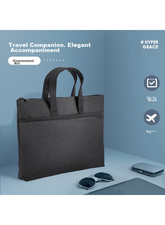 Deli Handbag/conference Bag/business Bag/doent Bag, Business Zipper Bag Briefcase, Portable, Fashionable And Simple, Dark Gray - Image 3