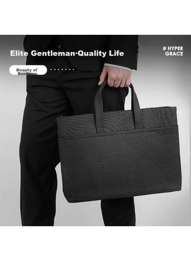 Deli Handbag/conference Bag/business Bag/doent Bag, Business Zipper Bag Briefcase, Portable, Fashionable And Simple, Dark Gray - Image 2