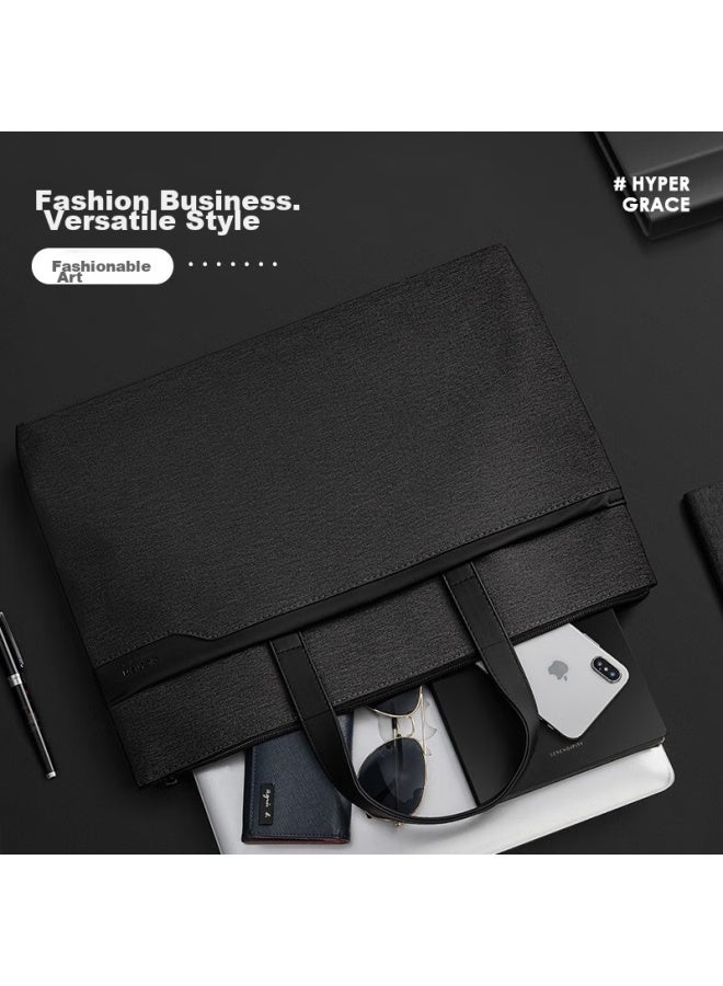 Deli Handbag/conference Bag/business Bag/doent Bag, Business Zipper Bag Briefcase, Portable, Fashionable And Simple, Dark Gray - Image 4