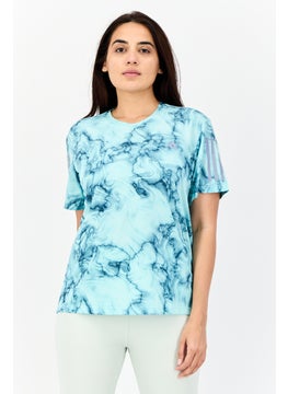Women Sportswear Fit Short Sleeves Training T-Shirt, Turquoise