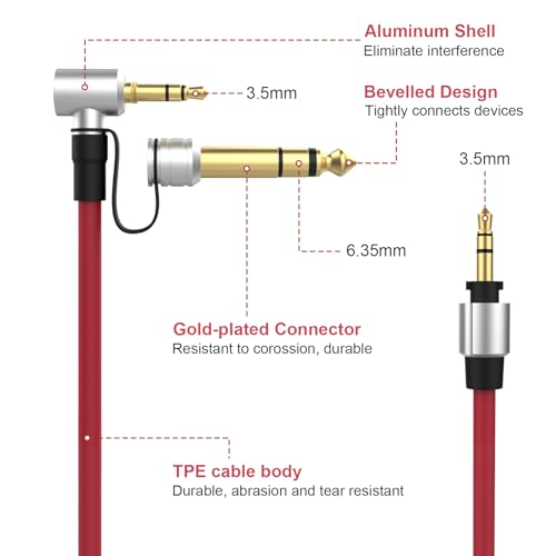 Learsoon Replacement Audio Aux Auxiliary Extension Cable Compatible with Beats by Dr Dre Solo Studio Pro Detox Edition Headphones (Red) - Image 3