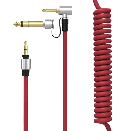 Learsoon Replacement Audio Aux Auxiliary Extension Cable Compatible with Beats by Dr Dre Solo Studio Pro Detox Edition Headphones (Red) - Image 1