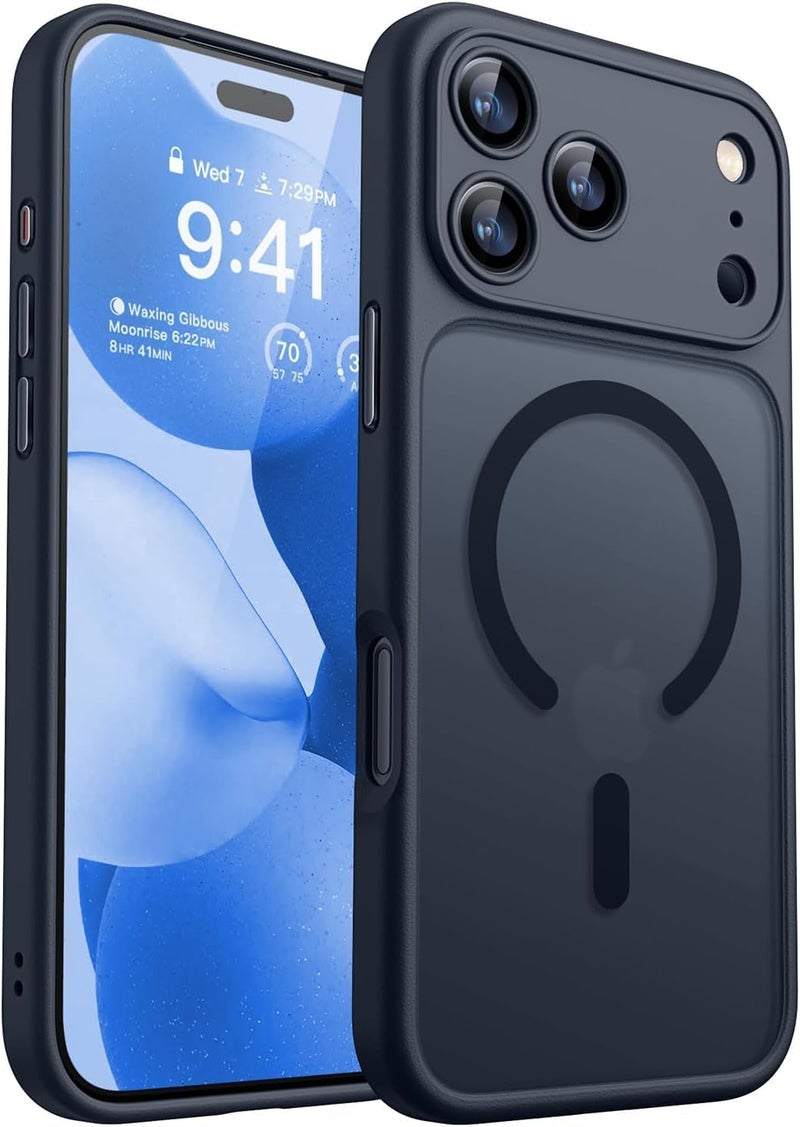 Aookay For iPhone 17 Pro Max Case: Translucent Matte Back Magnetic Case - Slim Thin Military-Grade Drop Shockproof Anti-Fingerprint Anti-Scratch - Full Camera Protection (Black - Image 1