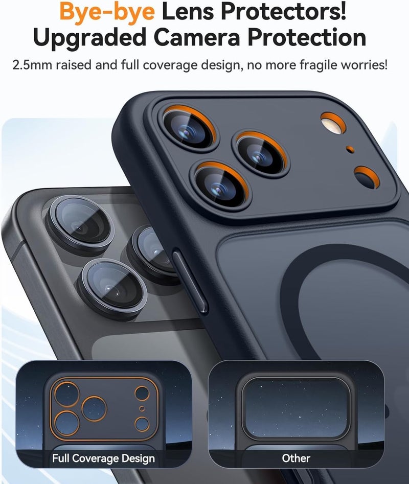 Aookay For iPhone 17 Pro Max Case: Translucent Matte Back Magnetic Case - Slim Thin Military-Grade Drop Shockproof Anti-Fingerprint Anti-Scratch - Full Camera Protection (Black - Image 2