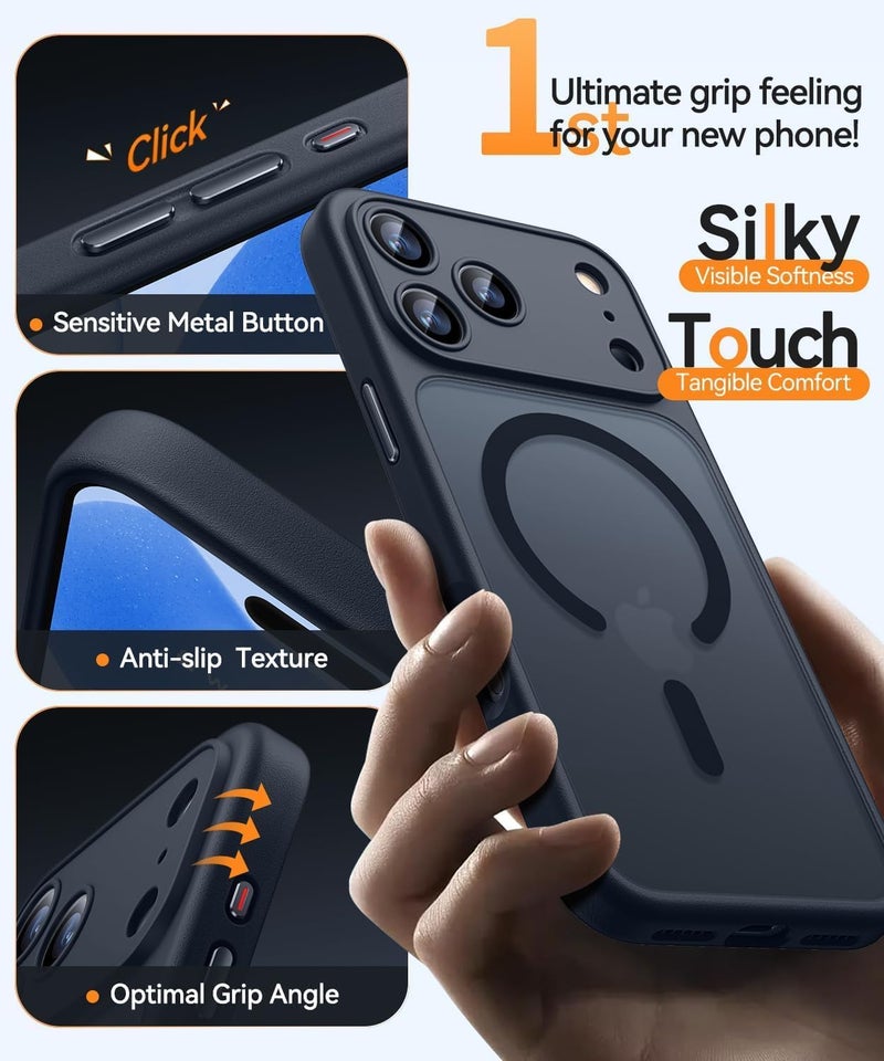 Aookay For iPhone 17 Pro Max Case: Translucent Matte Back Magnetic Case - Slim Thin Military-Grade Drop Shockproof Anti-Fingerprint Anti-Scratch - Full Camera Protection (Black - Image 5
