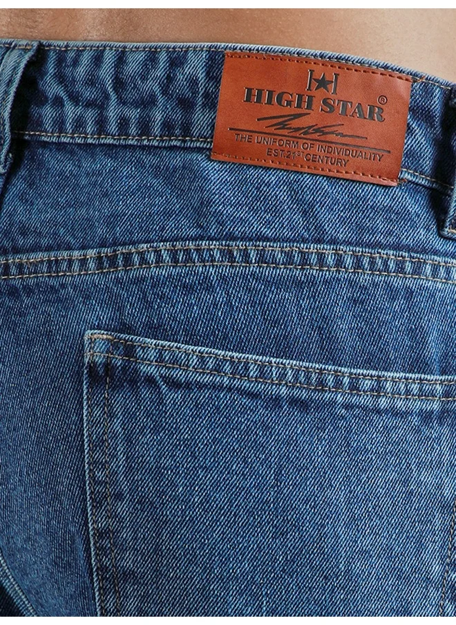 HIGH STAR Men's Indigo Relaxed Tapered Jeans - Comfortable and Fashionable Denim