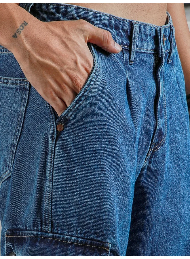 HIGH STAR Men's Indigo Relaxed Tapered Jeans - Comfortable and Fashionable Denim