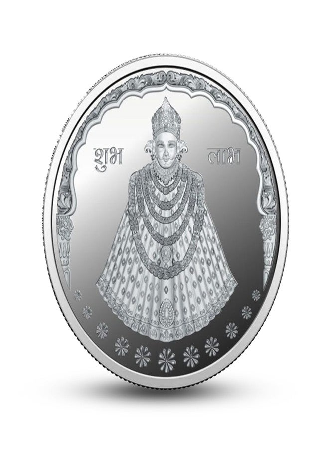 Silviya BIS Hallmarked Khatu Shyam Baba 999 Pure Silver Coin (10 Gram) Round Shape: Hindu Deity | Temple Offering | Devotional Gift | Religious Ceremonies - Image 2