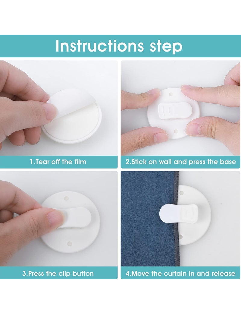 Excefore 10 Pack Shower Curtain Clips, Self Adhesive Shower Curtain Clips, Self Adhesive Shower Curtain Weight Clip, for Shower Hanging Camper Home Decoration Indoor and Outdoor - Image 2