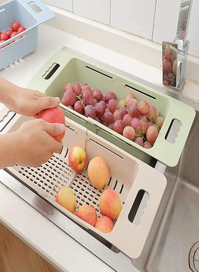 Inditradition Over The Sink Expandable Colander for Fruits, Vegetables, Dish, Utensils | 24-34 cm, Multi-Colour - Image 4