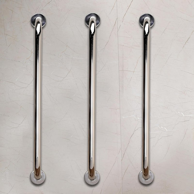 Fortune 24 Inch Stainless Steel Wall Mounted Grab Bar, Towel Bar, Bathtub Rails, Safety Hand Support Balance Handle Bars, Bathroom Accessories for Home, Hotel- Chrome Finish (24 Inch, Pack of 3) - Image 1