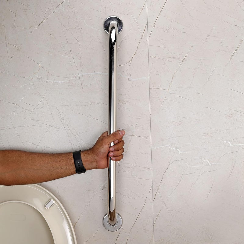 Fortune 24 Inch Stainless Steel Wall Mounted Grab Bar, Towel Bar, Bathtub Rails, Safety Hand Support Balance Handle Bars, Bathroom Accessories for Home, Hotel- Chrome Finish (24 Inch, Pack of 3) - Image 4