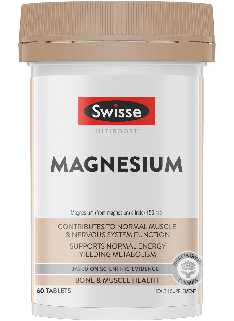 UltiBoost Magnesium Contributes to Normal Muscle and Nervous System Function, Supports Normal Energy Yielding Metabolism - Bone & Muscle Health - 60 Tablets Health Suppliment 