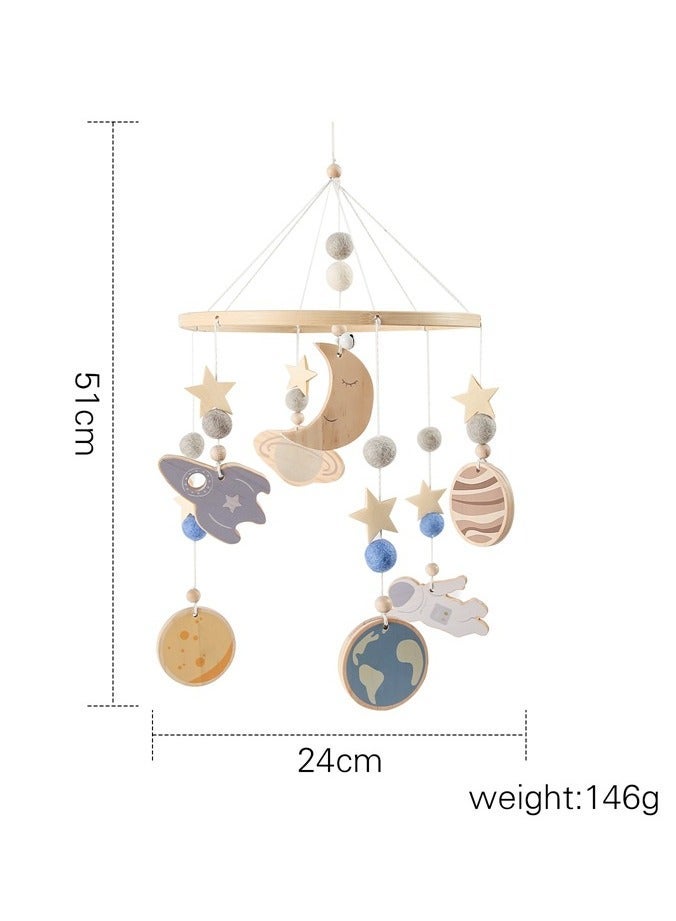 general Star and Moon Baby Crib Mobile Baby Space Rattle Minimalist Nursery Decoration Children's Astronaut Wind Chime Hanging - Image 3